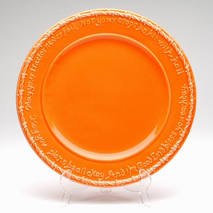 Orange Farm Blessing Tractor Dinner Plates, Set of 4