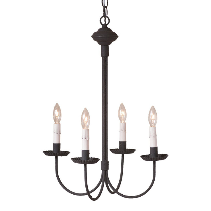 Textured Black 4-Arm Grandview Metal Chandelier with Gray Sleeves