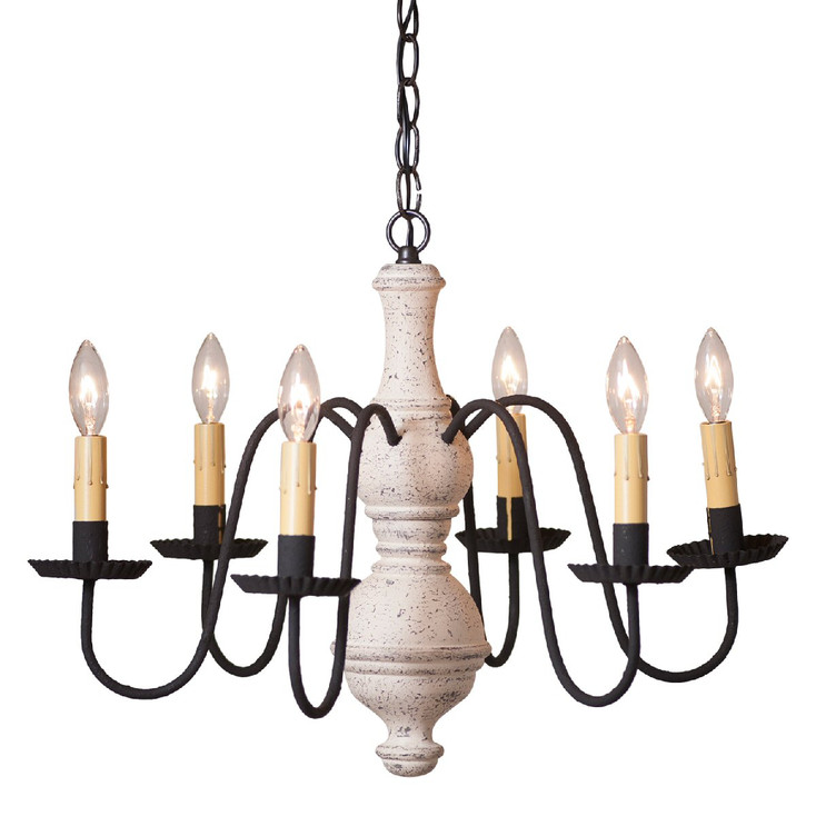 Americana White Medium Chesterfield Wood and Metal Chandelier