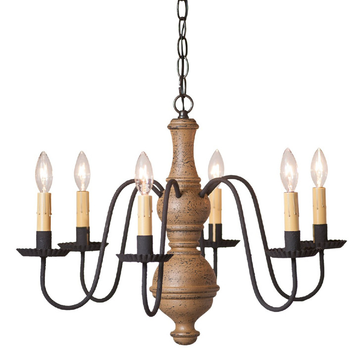 Americana Pearwood Medium Chesterfield Wood and Metal Chandelier