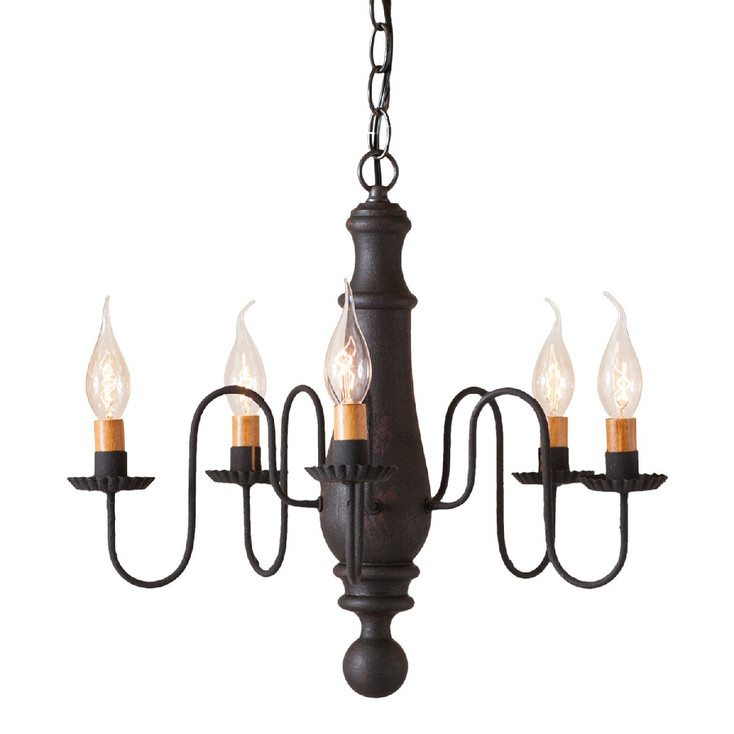 Hartford Black over Red Medium Norfolk Wood and Metal Chandelier