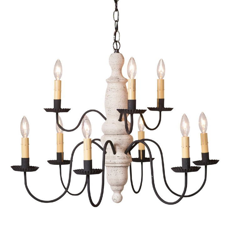 Americana White Fairfield Wood and Metal Chandelier