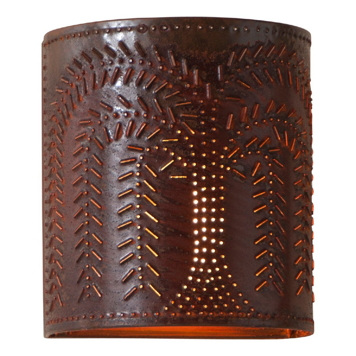 Rustic Tin Willow Tree Chisel Pierced Tin Lighted Wall Sconce