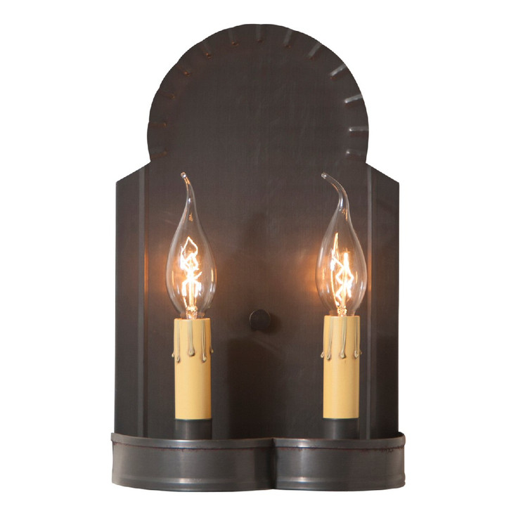 Blackened Tin Hanover Double Lighted Metal Wall Sconce