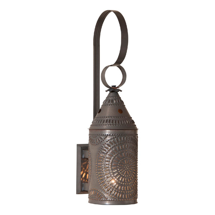 Blackened Tin 15" Electrified Lighted Metal Wall Sconce