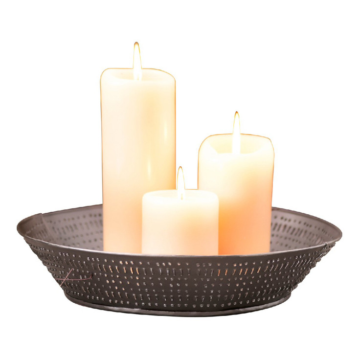 13" Smokey Black Round Tin Bowl