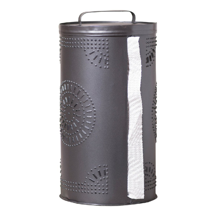 Smokey Black Punched Tin Paper Towel Holder