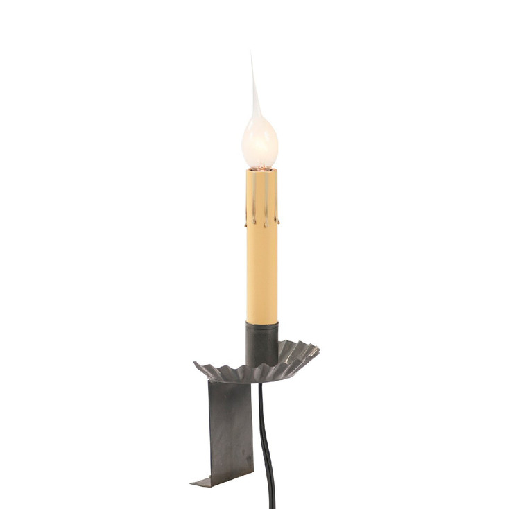 10" Blackened Tin Raised Crimped Electric Candlestick Window Sill Light
