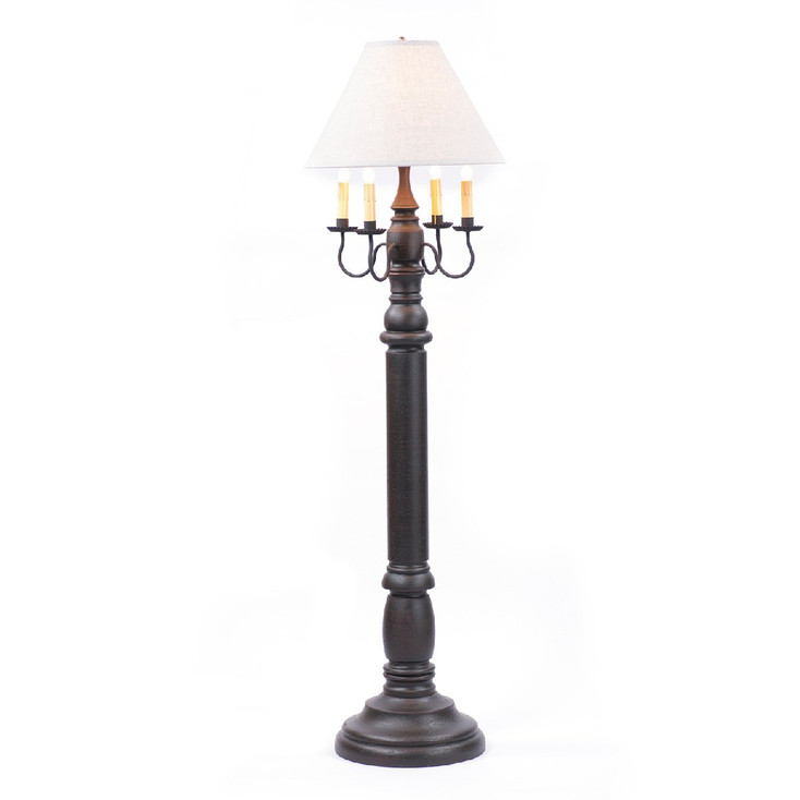 Americana Black General James Wood and Metal Floor Lamp with Linen Shade