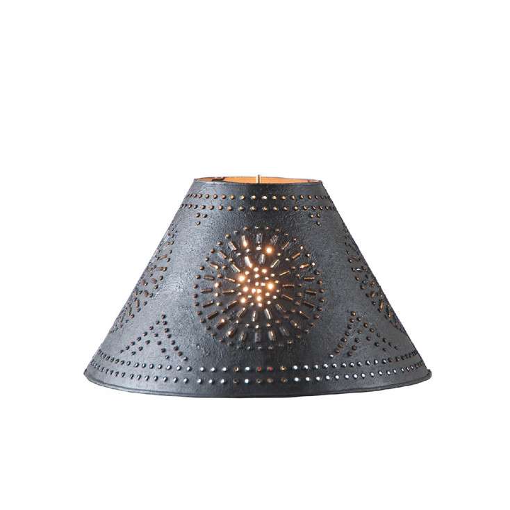 Textured Black 12" Flared Punched Chisel Pierced Tin Lamp Shade