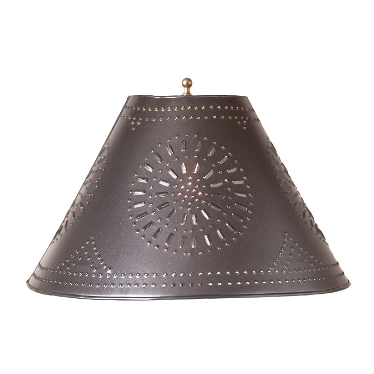 Smokey Black 17" Flared Punched Chisel Pierced Tin Lamp Shade