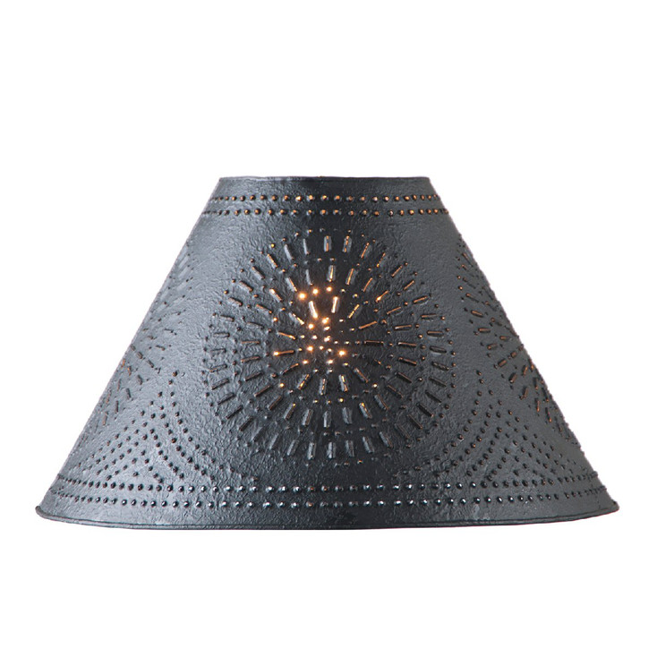 Textured Black 17" Flared Punched Chisel Pierced Tin Lamp Shade