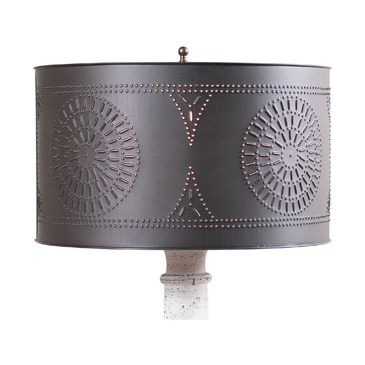 Kettle Black Punched Chisel Pierced Tin Floor Lamp Drum Shade