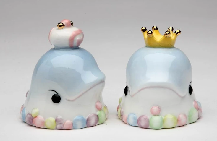 Two Dolphins Ceramic Salt and Pepper Shakers, Set of 4