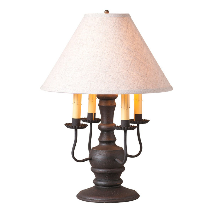 Americana Black Cedar Creek Wood and Metal Table Lamp with Fabric Shade