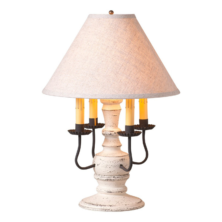 Americana White Cedar Creek Wood and Metal Table Lamp with Fabric Shade