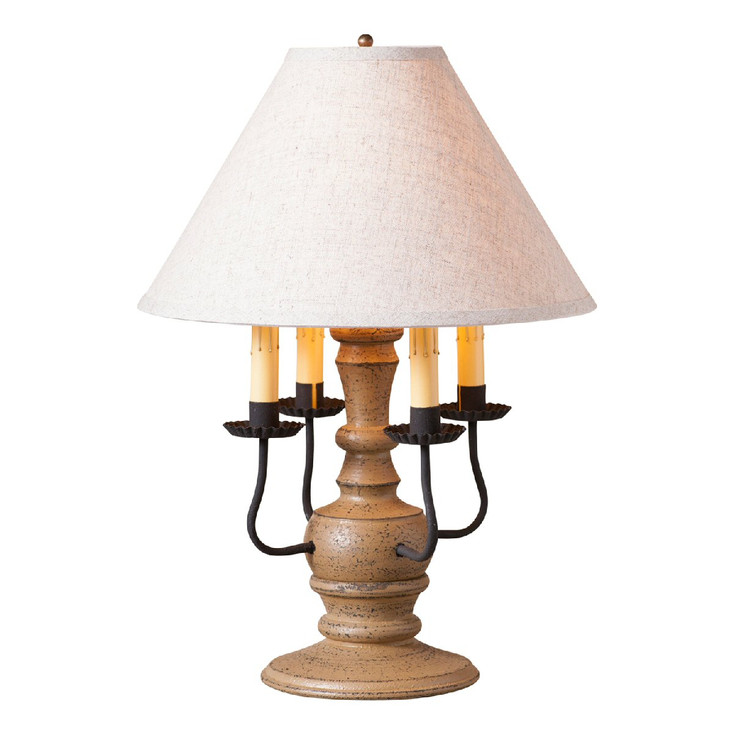Americana Pearwood Cedar Creek Wood and Metal Table Lamp with Fabric Shade