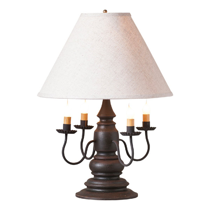 Americana Black Harrison Wood and Metal Table Lamp with Linen Shade