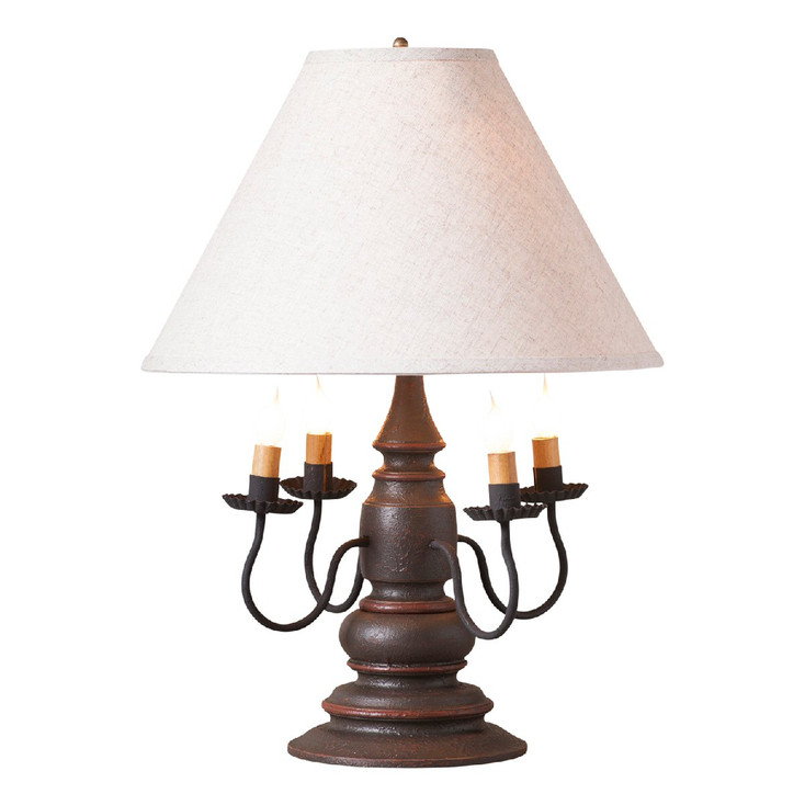 Americana Espresso Harrison Wood and Metal Table Lamp with Linen Shade