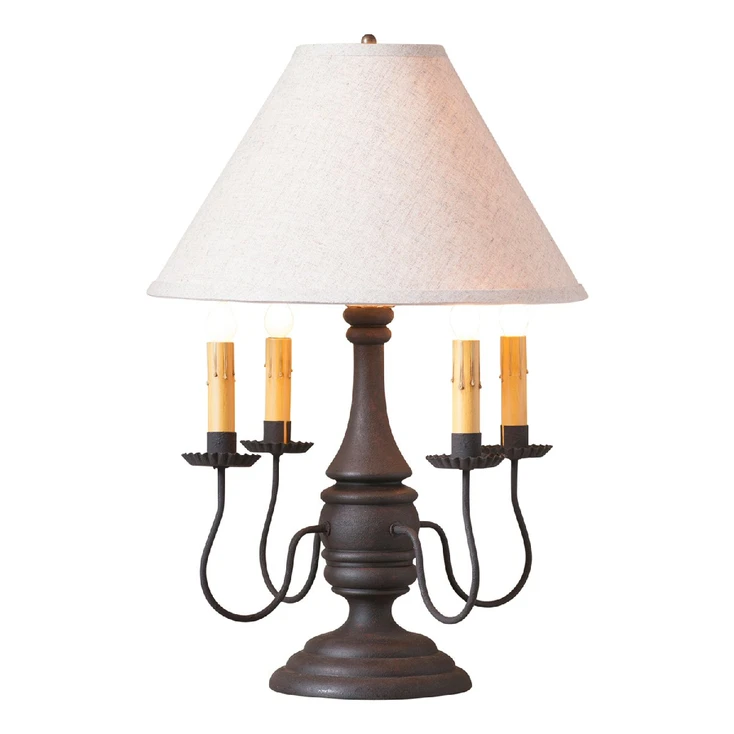 Hartford Black over Red Jamestown Wood and Metal Table Lamp with Shade