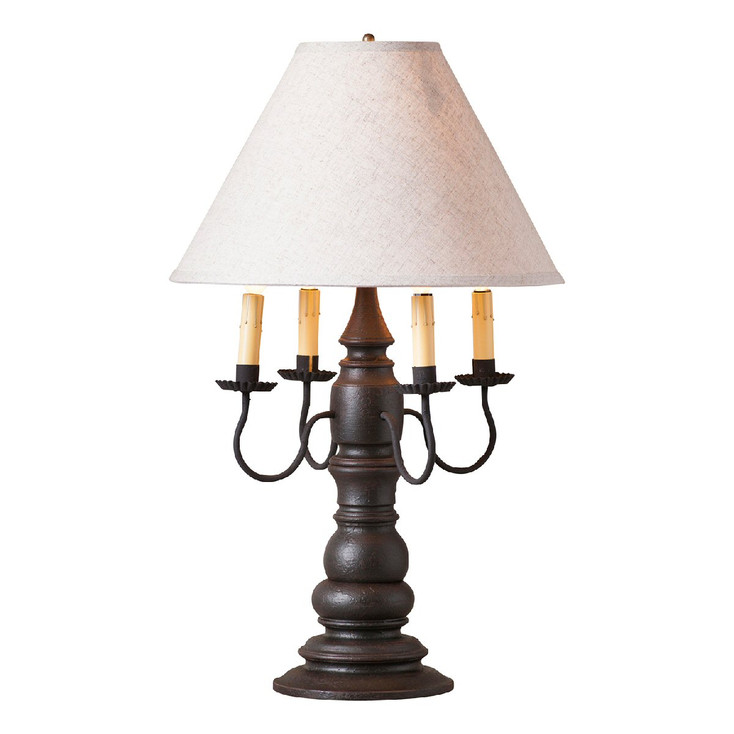 Americana Black Bradford Wood and Metal Table Lamp with Linen Shade