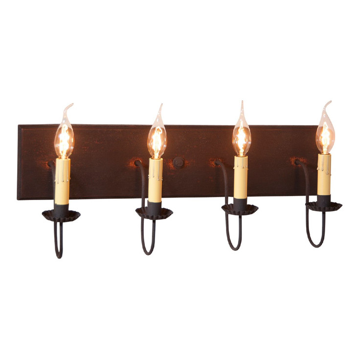 Hartford Black over Red Four Light Wood and Metal Vanity Light
