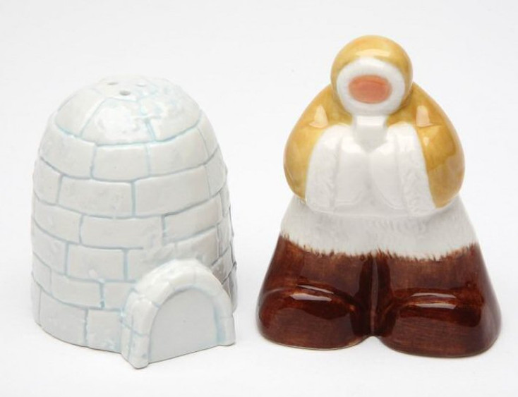 Eskimo with Igloo Porcelain Salt and Pepper Shakers, Set of 4