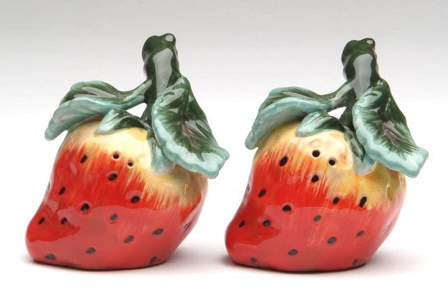 Strawberry Porcelain Salt and Pepper Shakers, Set of 4