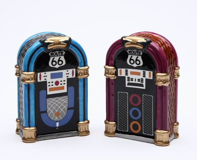 Route 66 Jukeboxes Ceramic Salt and Pepper Shakers, Set of 4