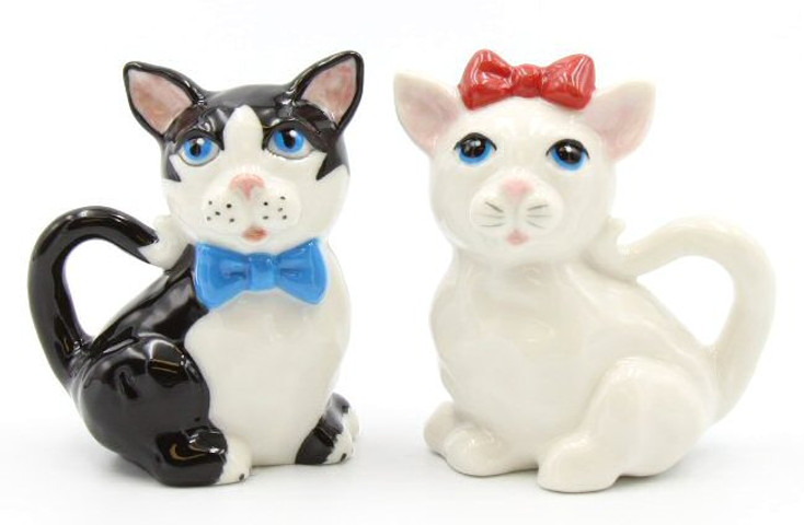 Cats in Cupboard Ying Yang Porcelain Salt & Pepper Shakers, Set of 4
