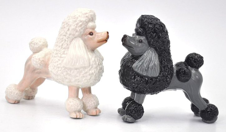 Poodle Dogs Ceramic Salt and Pepper Shakers, Set of 4