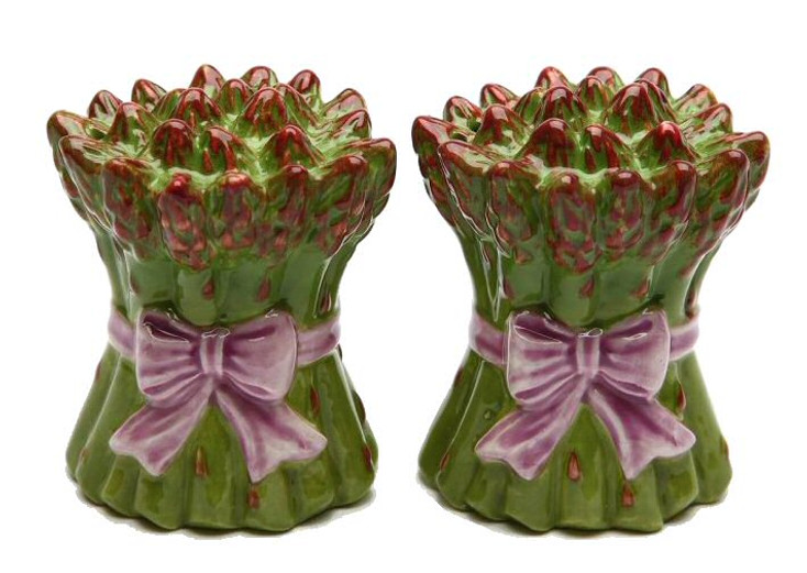 Asparagus Porcelain Salt and Pepper Shakers, Set of 4