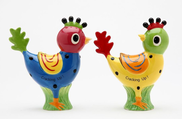 Polka Dots Chicks Salt and Pepper Shakers by Giggle Feathers, Set of 4