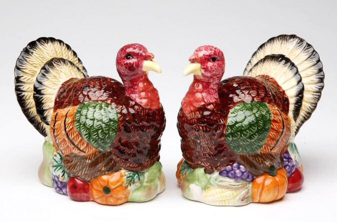 Turkey Bird Porcelain Salt and Pepper Shakers, Set of 4