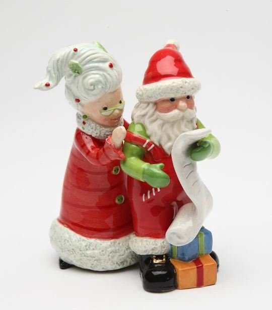 Mrs. Claus and Santa Claus Ceramic Salt and Pepper Shakers, Set of 4