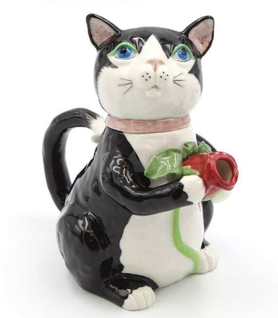 Black Cat Ceramic Teapot