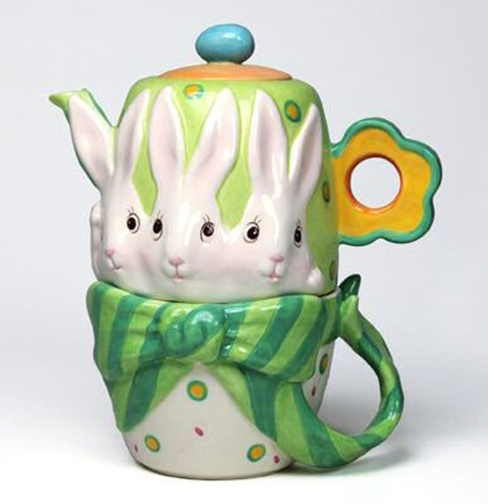 Bunny Rabbit Tea For One Porcelain Teapot