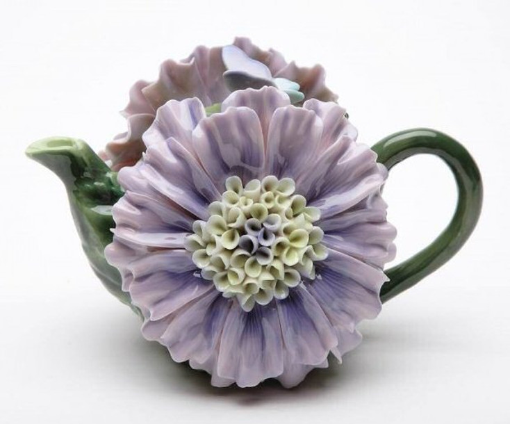 Dahlia Flower Porcelain Teapot