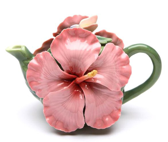 Hibiscus Flower Porcelain Teapot