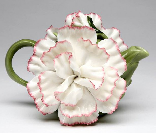 Carnation Flower Porcelain Teapot