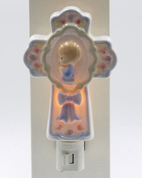 Boy on a Cross Porcelain Night Lights, Set of 2
