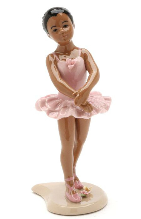 African American Ballerina Wearing a Pink Dress Porcelain Sculpture