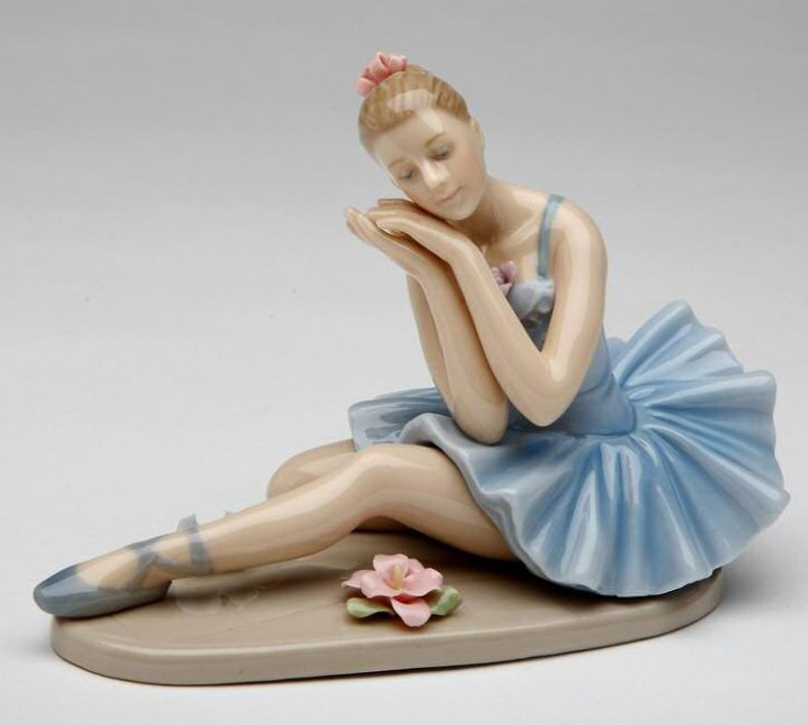 Ballerina in a Blue Dress Dreaming Porcelain Sculpture