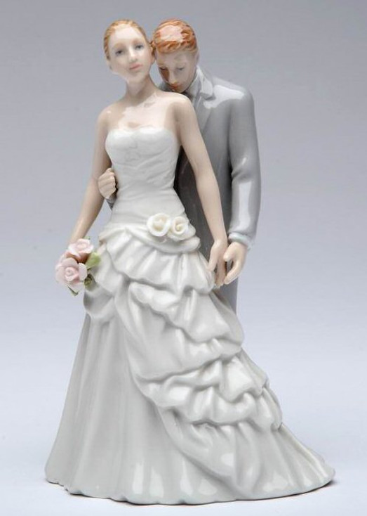 Groom Kissing Bride Porcelain Wedding Figurine Sculpture