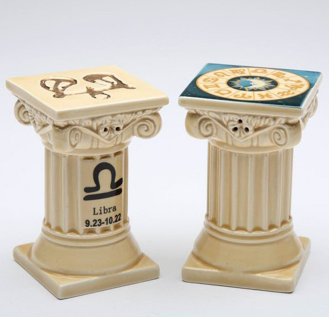 Zodiac Libra Porcelain Salt and Pepper Shakers, Set of 4