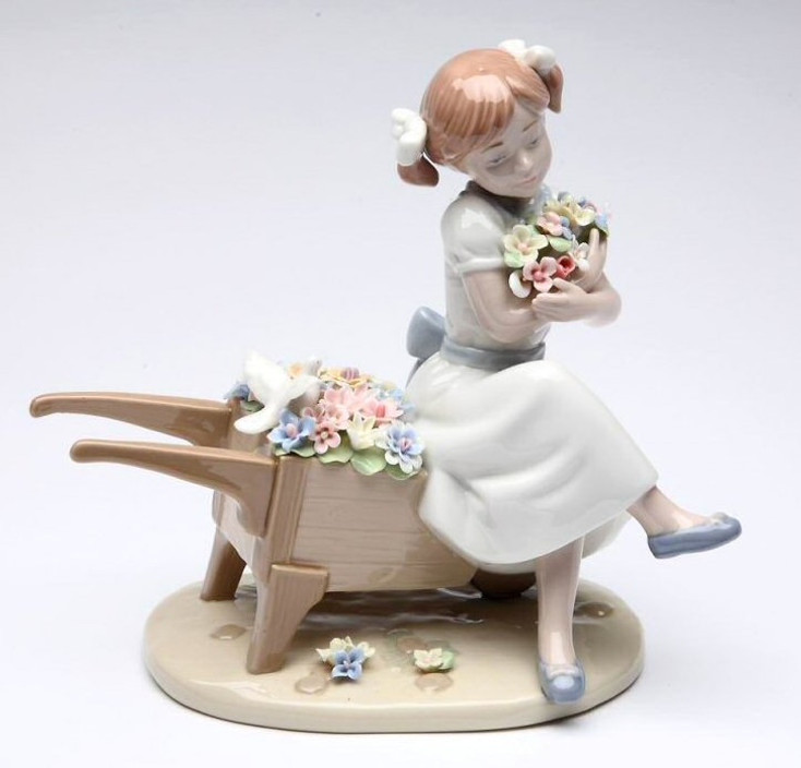 Cuddle Me with Flower Blossoms Porcelain Sculpture by Nadal