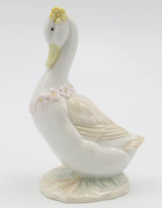 Miniature Standing Goose Porcelain Sculpture
