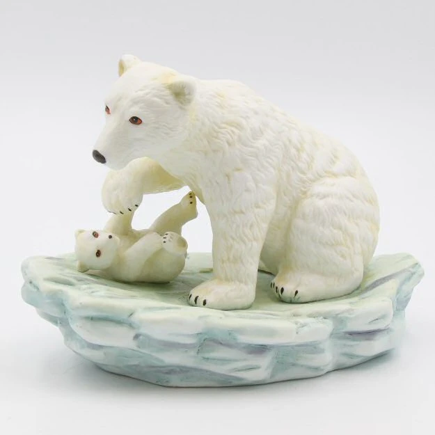 Polar Bear Mon And Cub Porcelain Sculpture