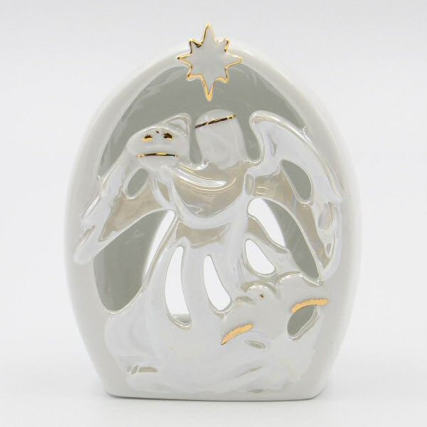 Police Guardian Angel Porcelain Tea Light Candle Holders, Set of 2