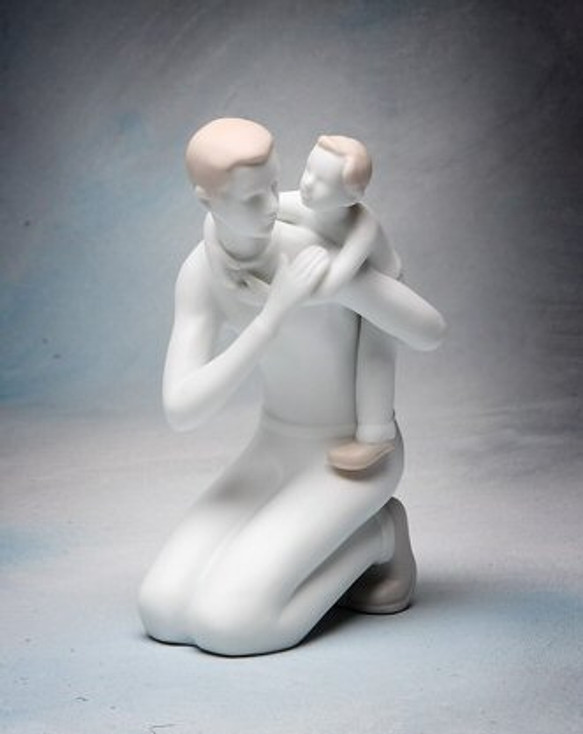 Father and Son Bonding Porcelain Figurine Sculpture